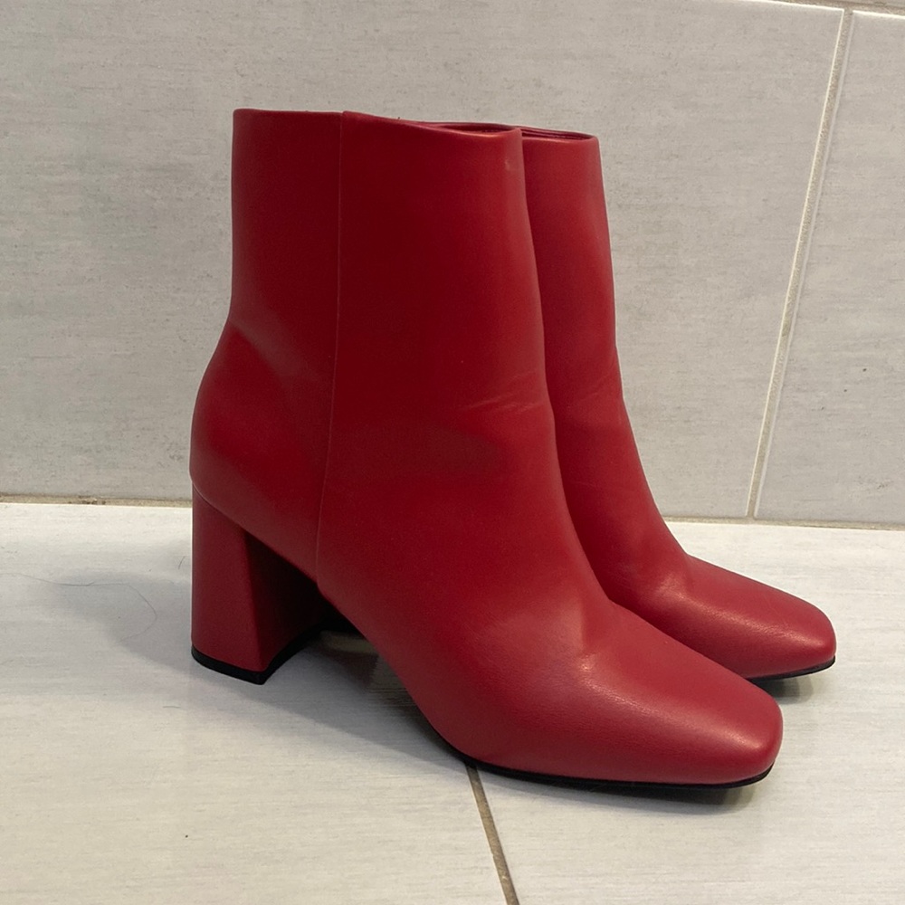 Sugar Red Smooth Heeled Booties